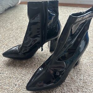 Black Patent Leather Ankle Boots